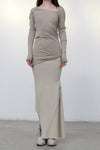 Marc Le Bihan Asymmetric long-sleeved top with shoulder ties 2861 MLB-2861-DLH TILLEUL Light green yellow
